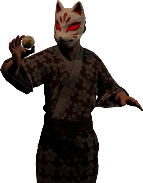 The fox-masked bartender holding up a star ball